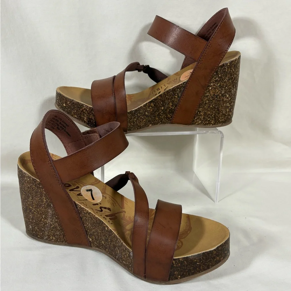 Blowfish Malibu Hazard Braid Brown Cork Wedge Platform Sandals Women's 7 - Picture 2 of 10